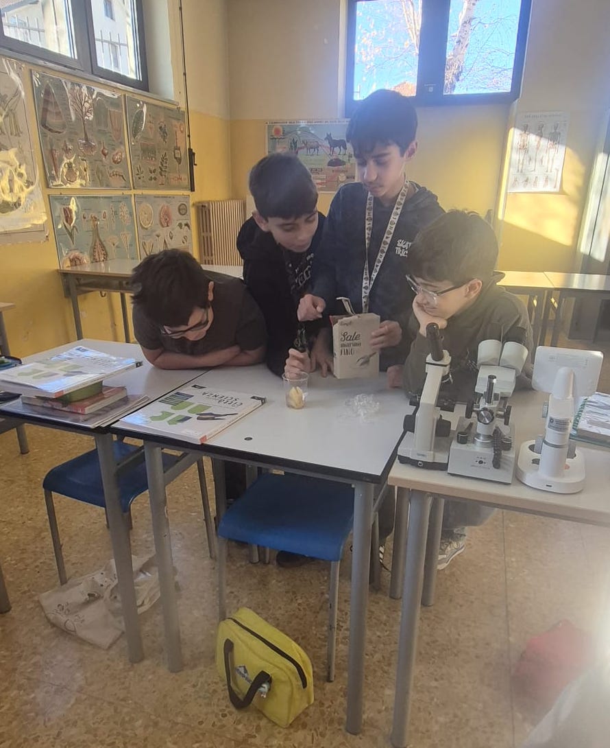 Gli alunni nel laboratorio di scienze